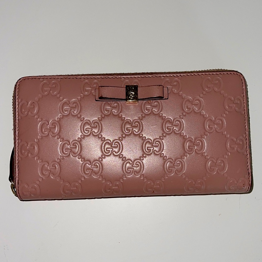 Gucci monogram LEATHER WALLET - PINK